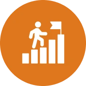 Success journey icon with flag